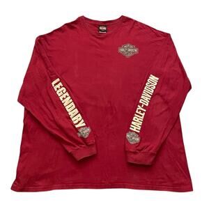Harley Davidson Mens 3XL Kersting's Cycle C&M Judson IN Red Long Sleeve T-Shirt
